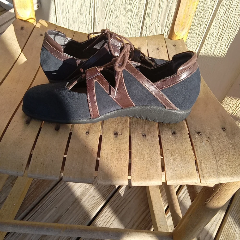 NAOT BLUE SUEDE LEATHER LACE UP MARY JANE SHOES SANDALS SIZE 36 U.S.A 5 - Picture 11 of 16